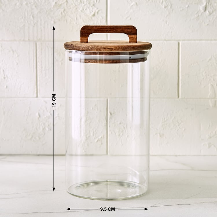 Chefs Pride Marcus Borosilicate Glass Jar with Acacia Wood Lid - 1L