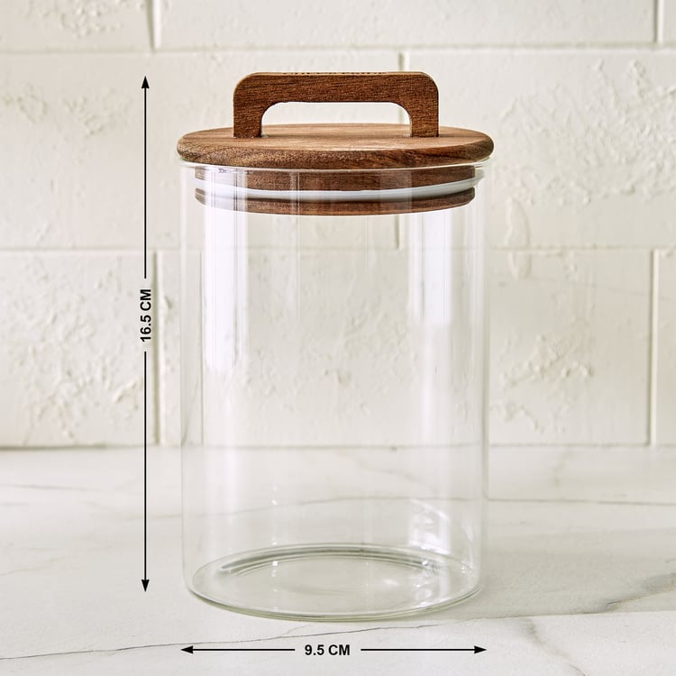 Chefs Pride Marcus Borosilicate Glass Jar with Acacia Wood Lid - 900ml