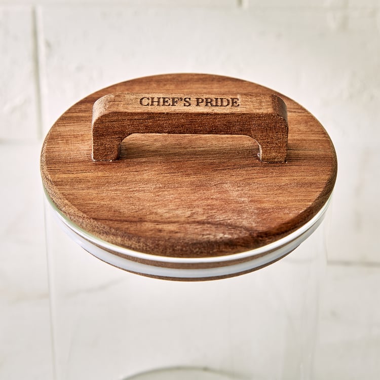 Chefs Pride Marcus Borosilicate Glass Jar with Acacia Wood Lid - 900ml