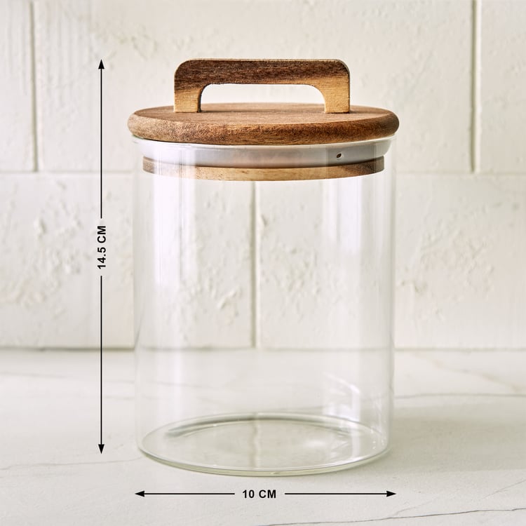 Chefs Pride Marcus Borosilicate Glass Jar with Acacia Wood Lid - 750ml