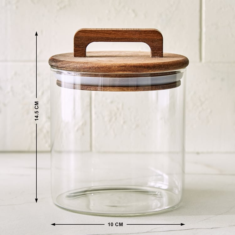 Chefs Pride Marcus Borosilicate Glass Jar with Acacia Wood Lid - 600ml