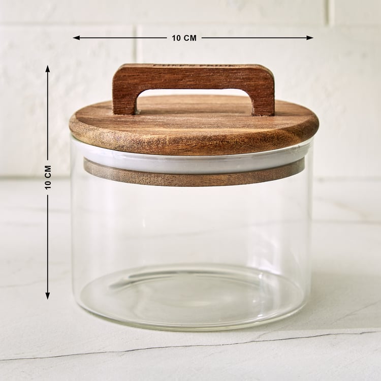 Chefs Pride Marcus Borosilicate Glass Jar with Acacia Wood Lid - 400ml