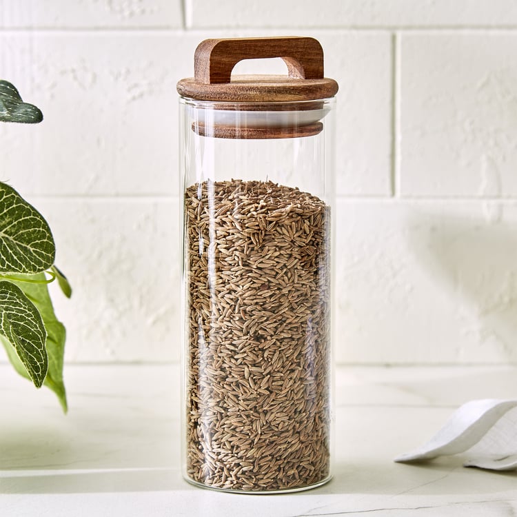 Chef's Pride Marcus Borosilicate Glass Jar with Acacia Wood Lid - 350ml