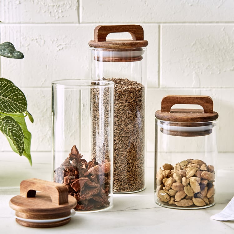 Chefs Pride Marcus Borosilicate Glass Jar with Acacia Wood Lid - 280ml
