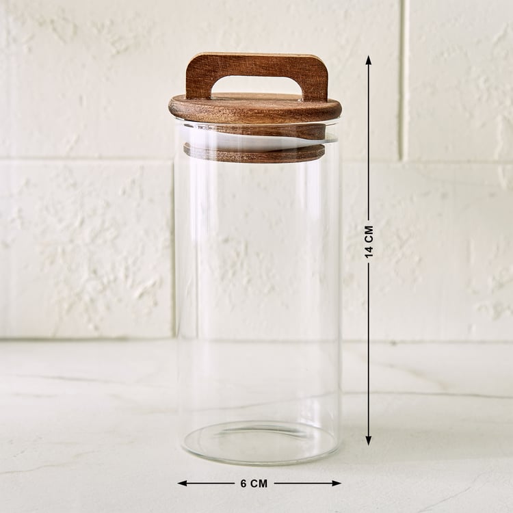 Chefs Pride Marcus Borosilicate Glass Jar with Acacia Wood Lid - 280ml
