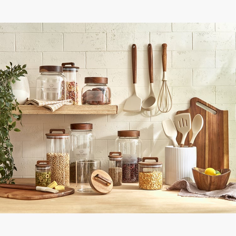 Chefs Pride Marcus Borosilicate Glass Jar with Acacia Wood Lid - 280ml