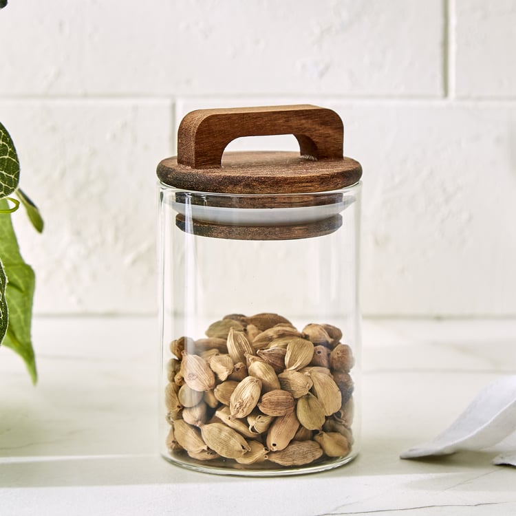 Chefs Pride Marcus Borosilicate Glass Jar with Acacia Wood Lid - 200ml