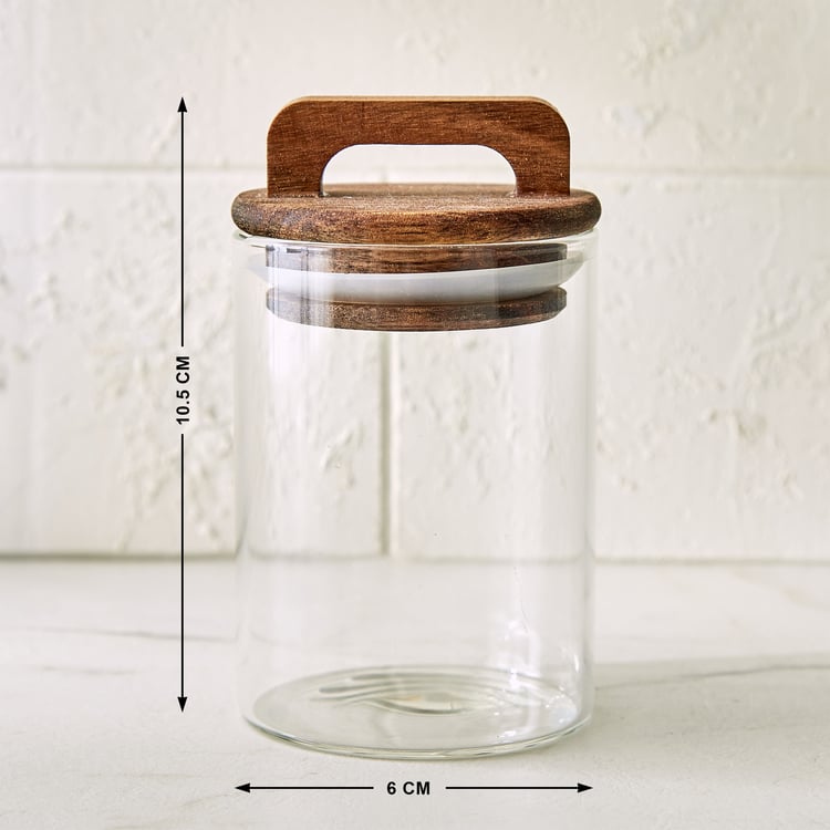 Chefs Pride Marcus Borosilicate Glass Jar with Acacia Wood Lid - 200ml
