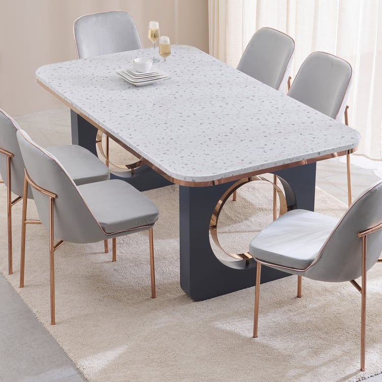 Terraroza 6-Seater Dining Set with Chairs - White