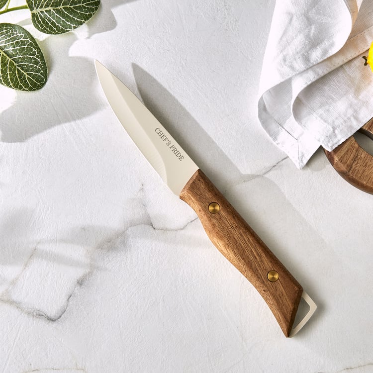 Chef's Pride Hampton Stainless Steel Paring Knife with Acacia Wood Handle