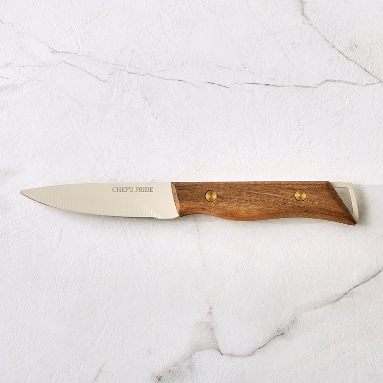 Chef's Pride Hampton Stainless Steel Paring Knife with Acacia Wood Handle