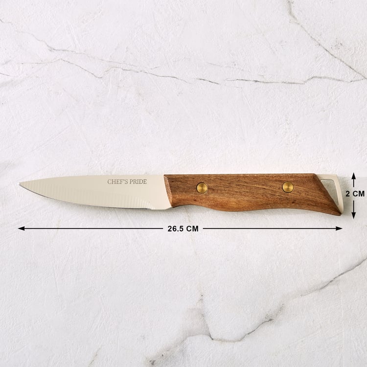 Chef's Pride Hampton Stainless Steel Paring Knife with Acacia Wood Handle