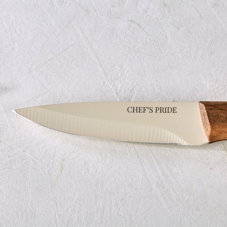 Chef's Pride Hampton Stainless Steel Paring Knife with Acacia Wood Handle