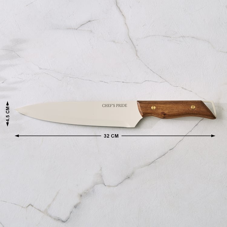 Chef's Pride Hampton Stainless Steel Chef Knife with Acacia Wood Handle