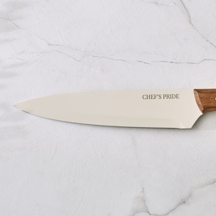 Chef's Pride Hampton Stainless Steel Chef Knife with Acacia Wood Handle