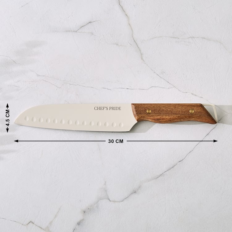 Chef's Pride Hampton Stainless Steel Santoku Knife with Acacia Wood Handle