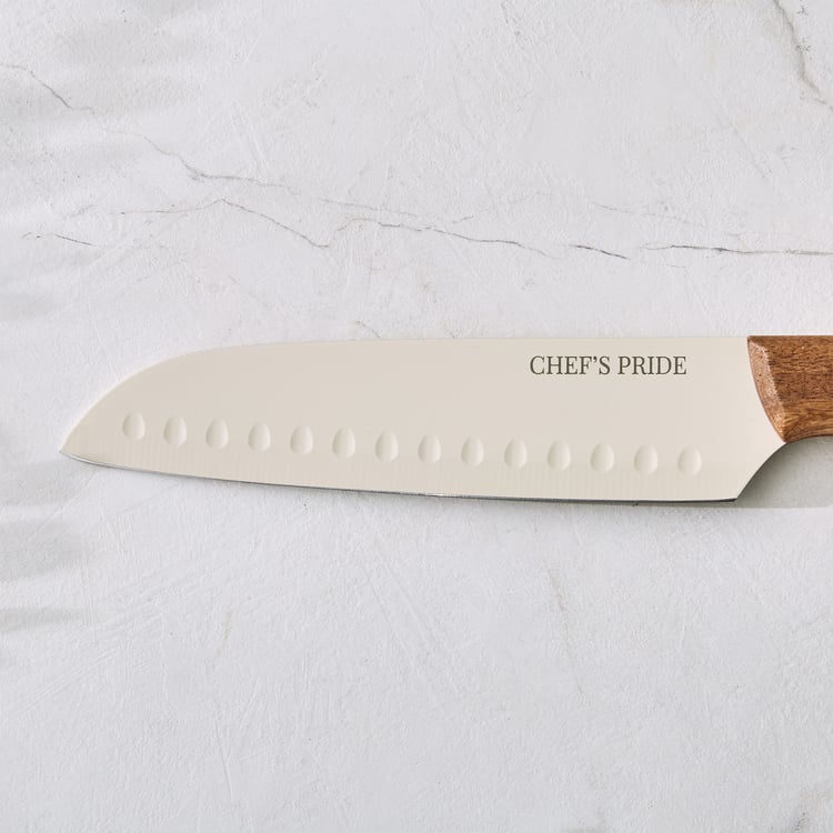 Chef's Pride Hampton Stainless Steel Santoku Knife with Acacia Wood Handle