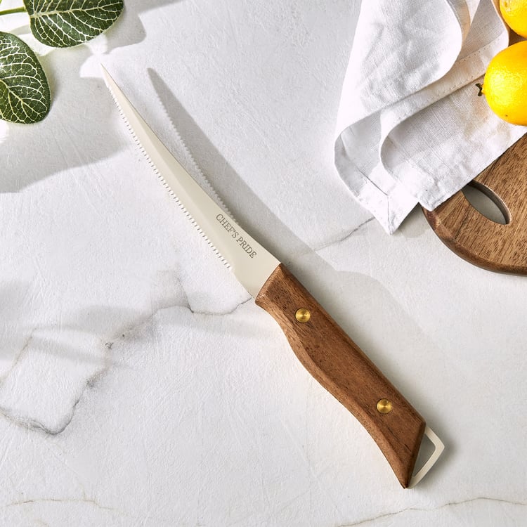 Chef's Pride Hampton Stainless Steel Knife with Acacia Wood Handle