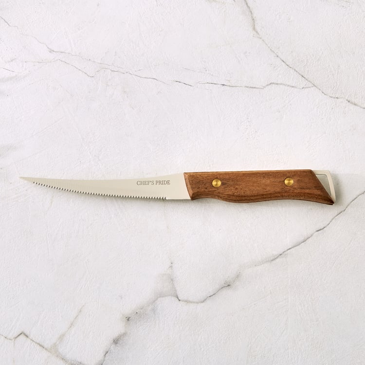 Chef's Pride Hampton Stainless Steel Knife with Acacia Wood Handle