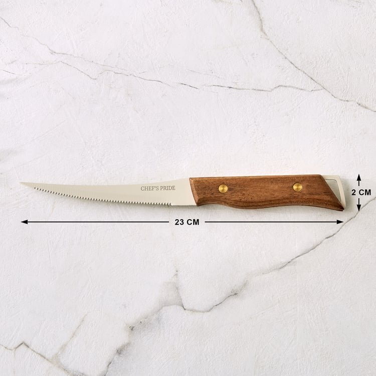 Chef's Pride Hampton Stainless Steel Knife with Acacia Wood Handle