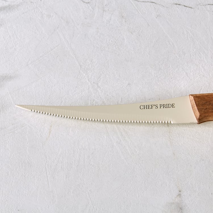 Chef's Pride Hampton Stainless Steel Knife with Acacia Wood Handle