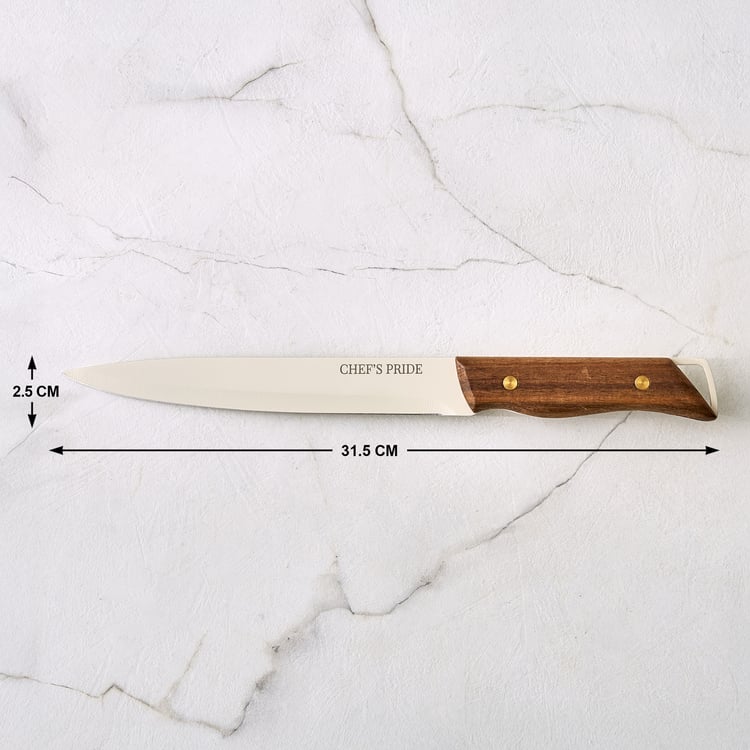 Chef's Pride Hampton Stainless Steel Slicing Knife with Acacia Wood Handle