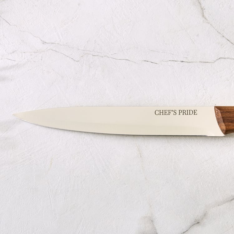 Chef's Pride Hampton Stainless Steel Slicing Knife with Acacia Wood Handle