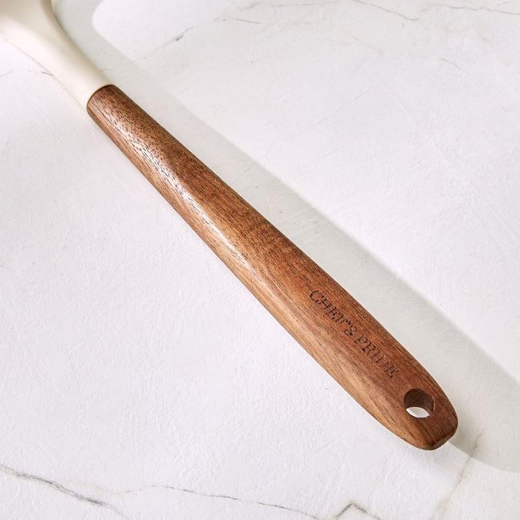 Chef's Pride Zeta Silicone Slotted Turner with Wooden Handle