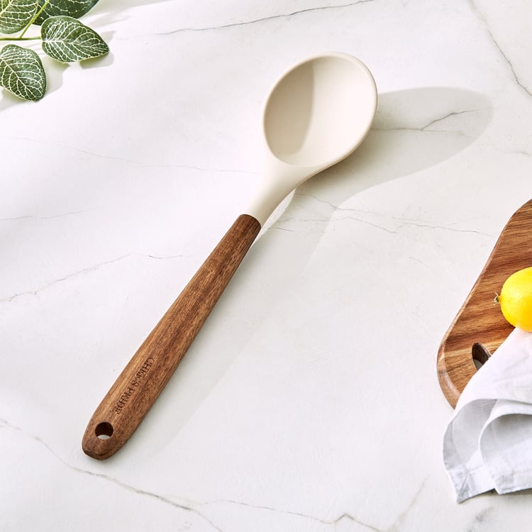 Chef's Pride Zeta Silicone Spoon with Wooden Handle