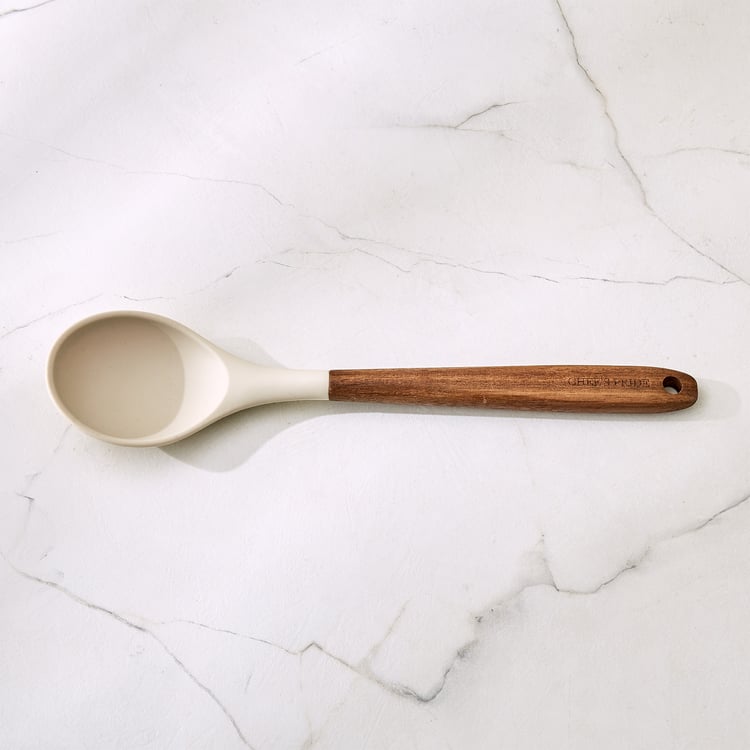 Chef's Pride Zeta Silicone Spoon with Wooden Handle