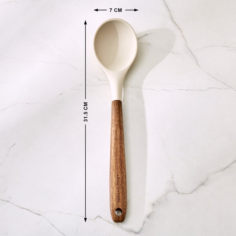 Chef's Pride Zeta Silicone Spoon with Wooden Handle