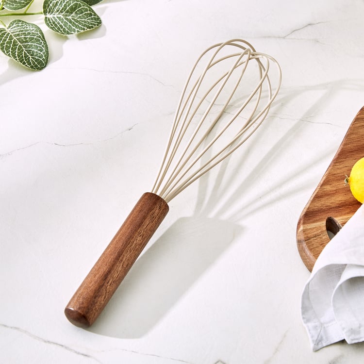 Chefs Pride Zeta Silicone Whisk with Acacia Wood Handle