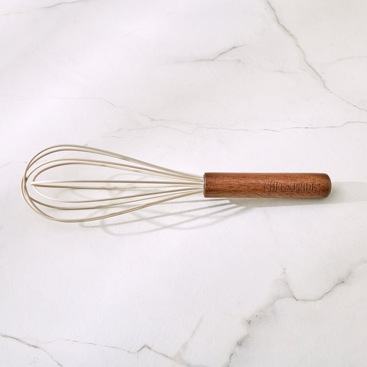 Chefs Pride Zeta Silicone Whisk with Acacia Wood Handle