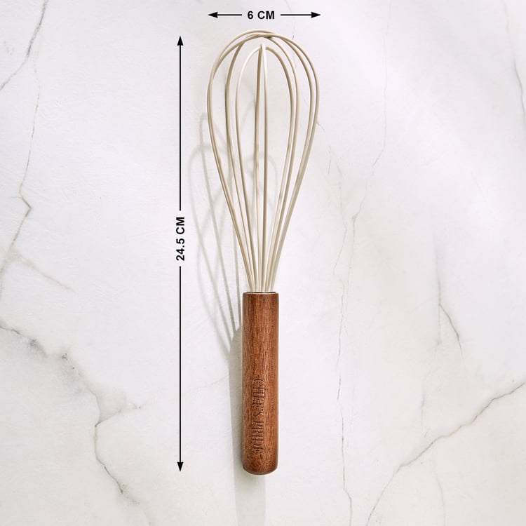 Chefs Pride Zeta Silicone Whisk with Acacia Wood Handle