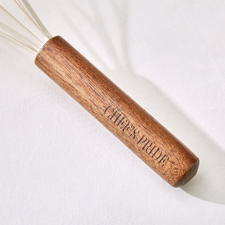 Chefs Pride Zeta Silicone Whisk with Acacia Wood Handle