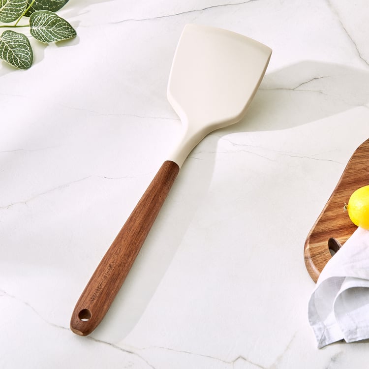 Chefs Pride Zeta Silicone Turner with Acacia Wood Handle