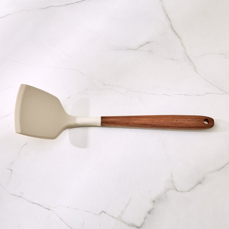 Chefs Pride Zeta Silicone Turner with Acacia Wood Handle