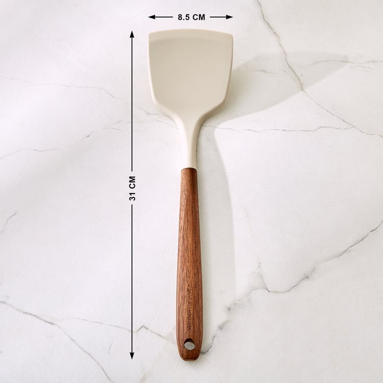 Chefs Pride Zeta Silicone Turner with Acacia Wood Handle