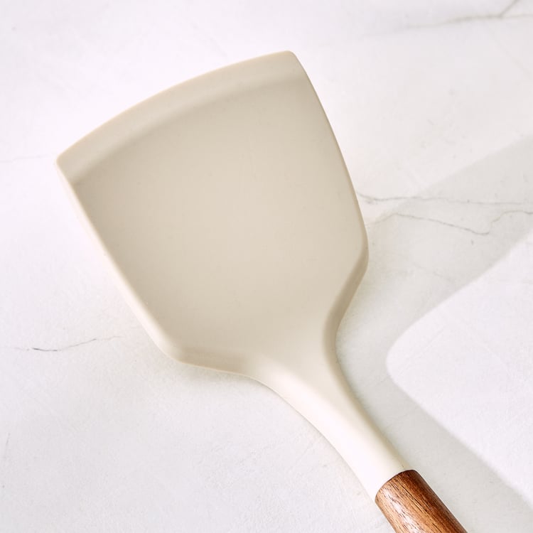 Chefs Pride Zeta Silicone Turner with Acacia Wood Handle