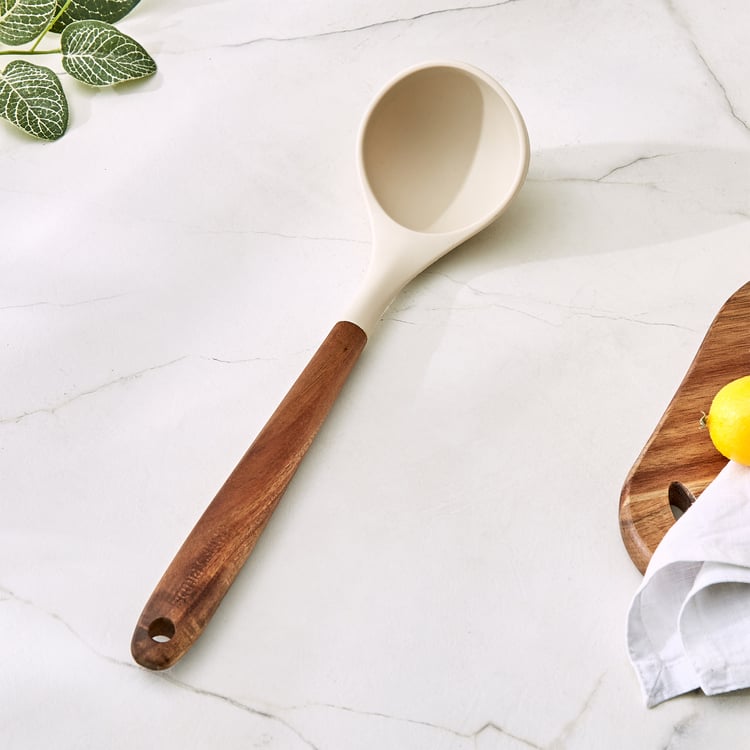 Chef's Pride Zeta Silicone Ladle with Wooden Handle