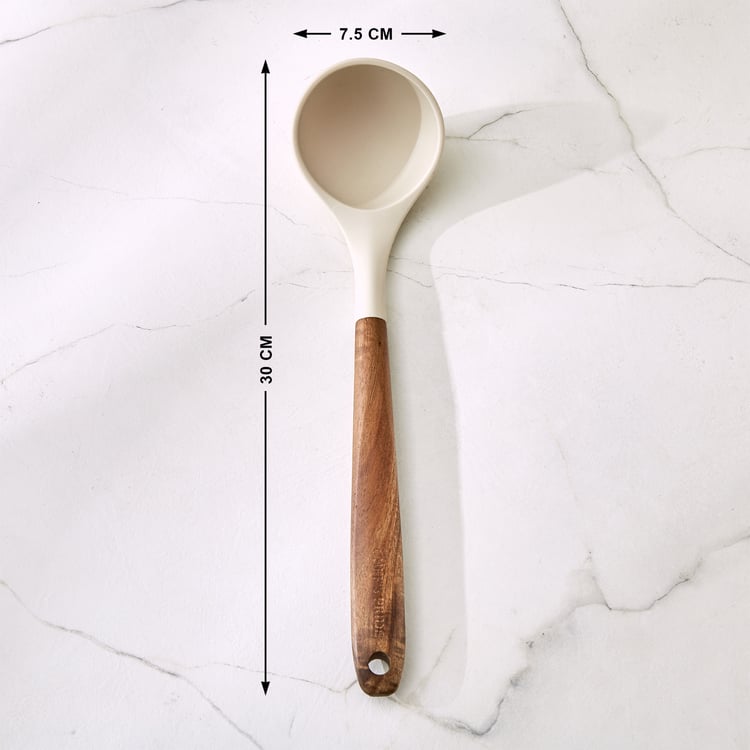 Chef's Pride Zeta Silicone Ladle with Wooden Handle