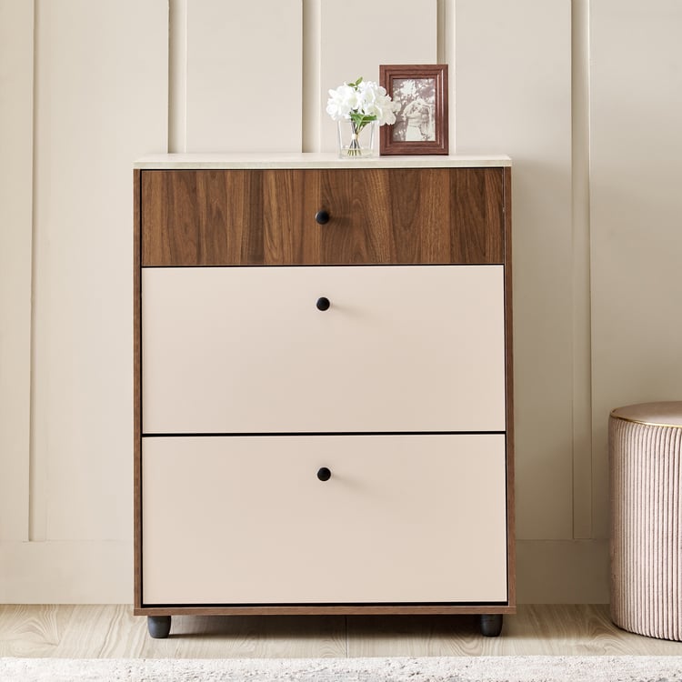 Addison 12 Pair Shoe Cabinet with Drawer - Walnut
