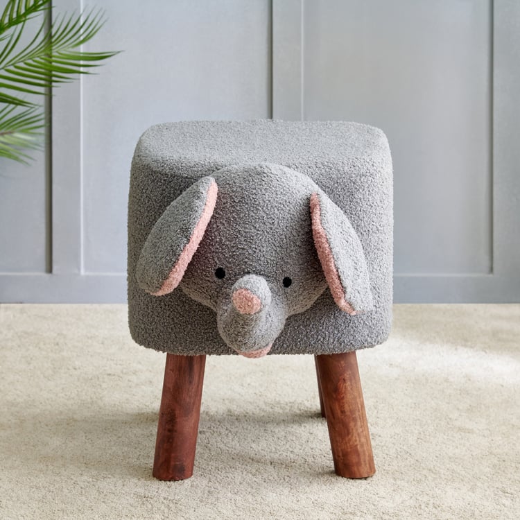 Peaches Fabric Elephant Pouffe - Grey