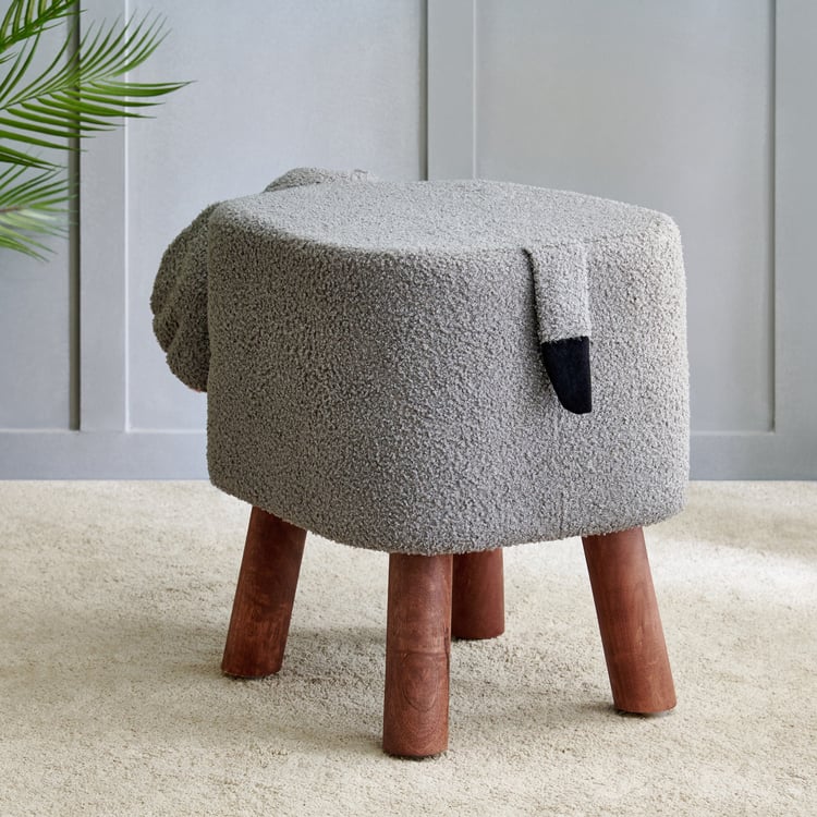 Peaches Fabric Elephant Pouffe - Grey