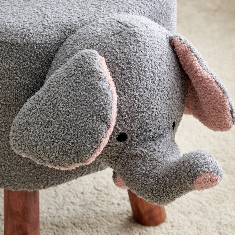 Peaches Fabric Elephant Pouffe - Grey
