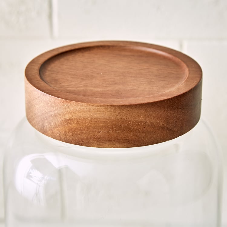 Chefs Pride Amaze Borosilicate Glass Jar with Acacia Wood Lid - 2L