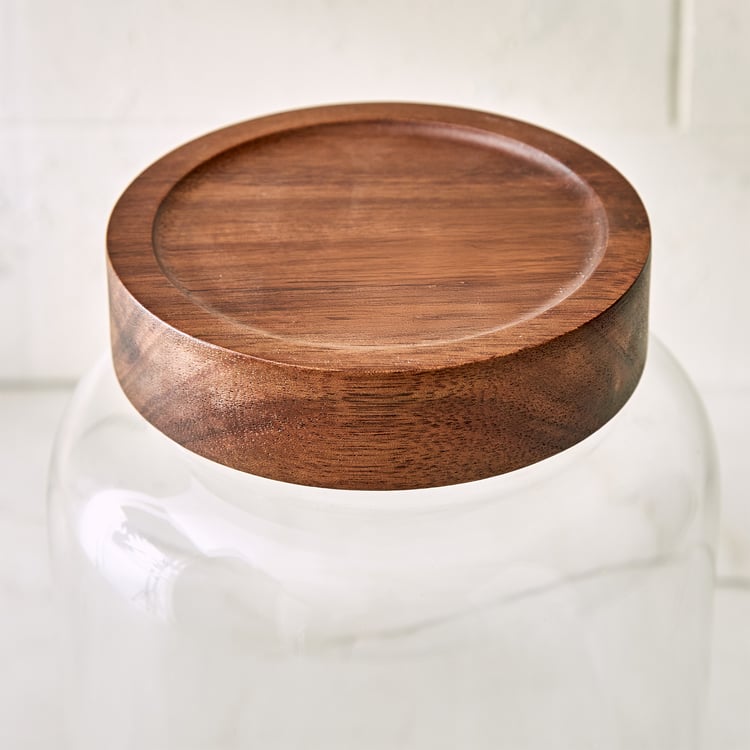 Chefs Pride Amaze Borosilicate Glass Jar with Acacia Wood Lid - 1.8L