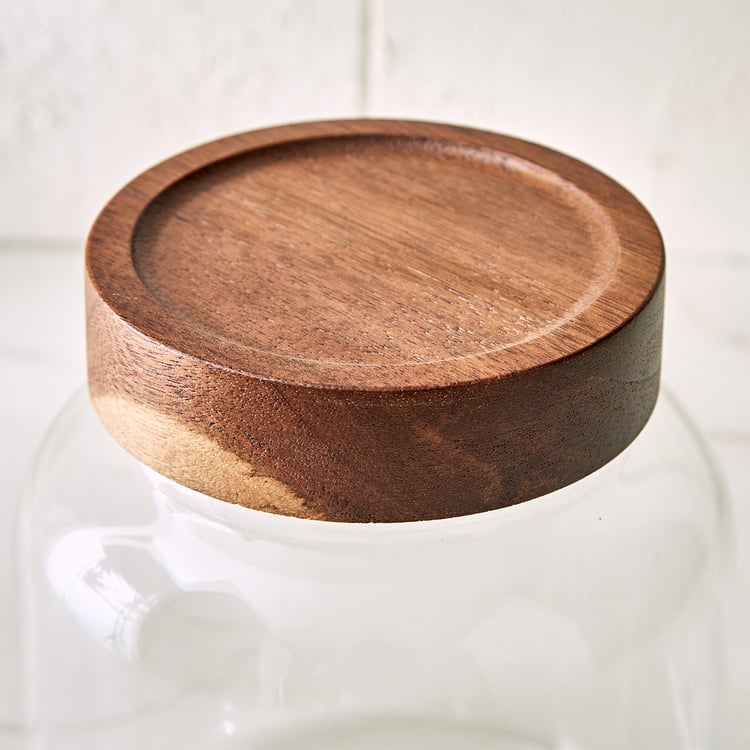 Chefs Pride Amaze Borosilicate Glass Jar with Acacia Wood Lid - 1.4L