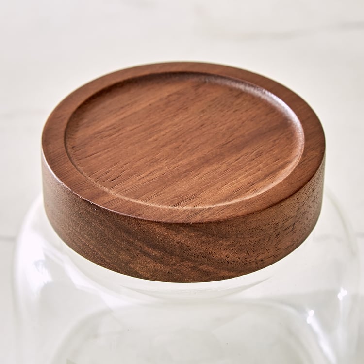 Chefs Pride Amaze Borosilicate Glass Jar with Acacia Wood Lid - 1L