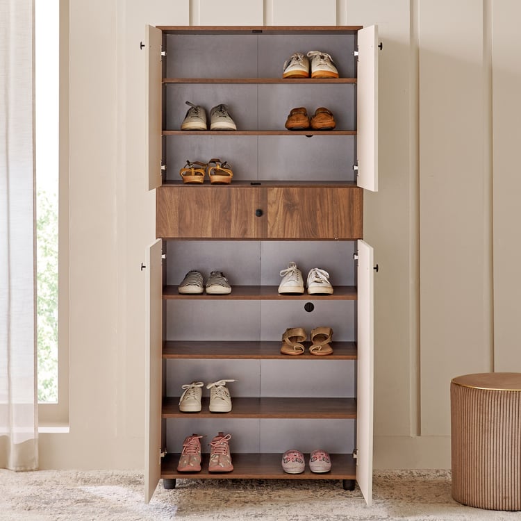 Addison 24 Pair Shoe Cabinet with Drawer - Walnut